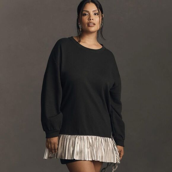 Anthropologie Pilcro Metallic Twofer Tunic Blouse LP - Picture 2 of 10